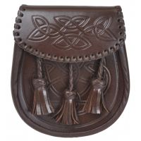 Celtic Design Brown Leather Sporran